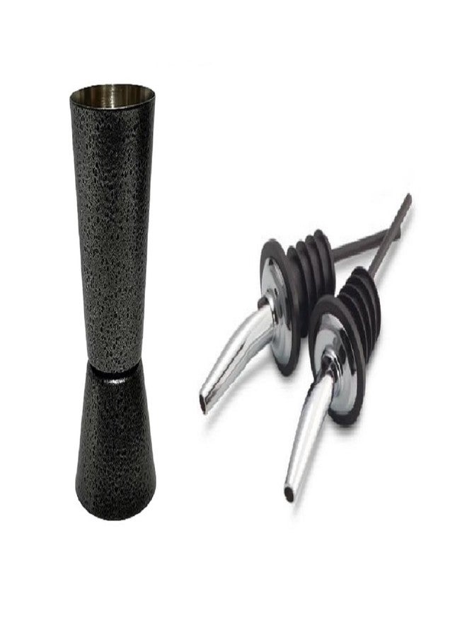 Dynore طقم أدوات بار صغير من الفولاذ المقاوم للصدأ من داينور، 3 قطع - مقياس طويل فضي عتيق 30/60 مع 2 صبّاب نبيذ، مناسب للحانات والمطاعم - Image 1